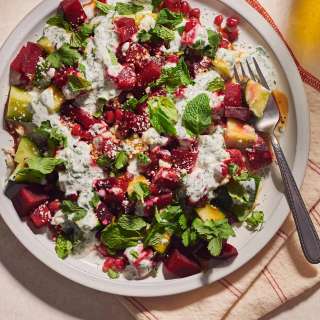Cucumber and Beetroot Salad with Herbed Yogurt Dressing
