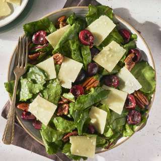 Beet Greens Salad with Cherries and Pecans