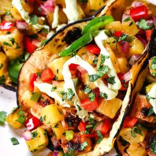 Chili Lime Chicken Tacos with Grilled Pineapple Salsa