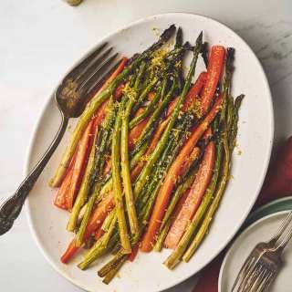 Honey Butter Roasted Carrots and Asparagus