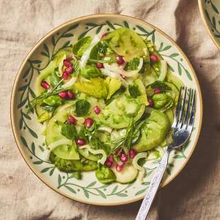 Crunchy Green Tomato Salad with herbs