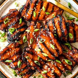 Grilled Chicken Thighs with Honey Sesame Glaze
