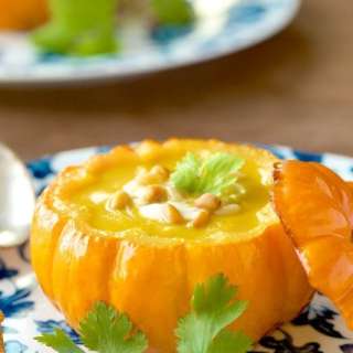 Roasted Pumpkin Soup with Ginger Cream
