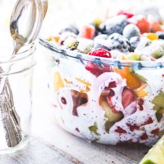 Creamy Fruit Salad with Coconut Poppy Seed Dressing