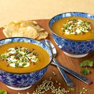 Roasted Carrot and Coriander Soup Toasted Pine Nuts and Fresh Herb Gremolata