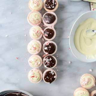 Pink Peppermint Bark Macarons