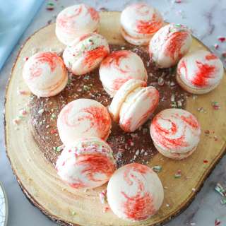Marbled Peppermint White Chocolate Macarons