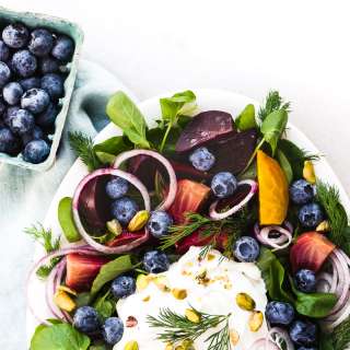 Beet and Blueberry Salad with Labneh