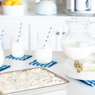 Ridiculously Easy Lemon Poppy Seed Sheet Cake