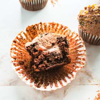 Chocolate Mousse Filled Cupcakes with Chocolate Ganache Frosting