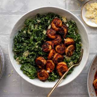 Blackened Shrimp Kale Caesar