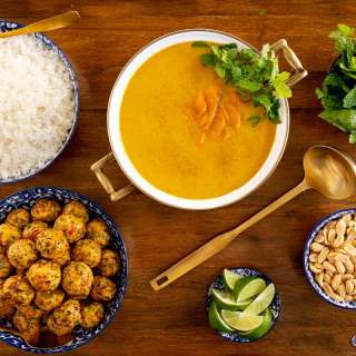 Thai Coconut Soup with Chicken Cilantro Meatballs
