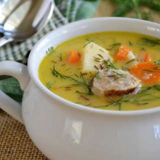 Cheddar and Bratwurst Soup with Pumpkin Ale