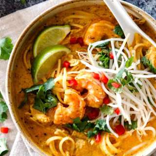 Laksa (Coconut Curry Soup with Rice Noodles)