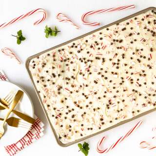 Ridiculously Easy Chocolate Peppermint Sheet Cake