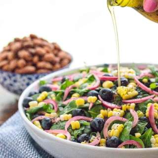 Fresh Corn Blueberry Spinach Salad