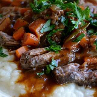 Braised Short Ribs over Turnip Puree