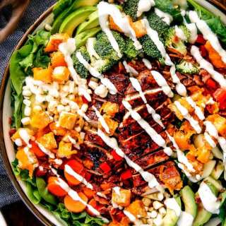 Chicken Bacon Ranch Salad with Cheesy Croutons