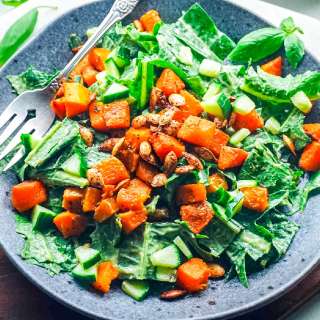 Dandelion Salad with Avocado Caesar Dressing