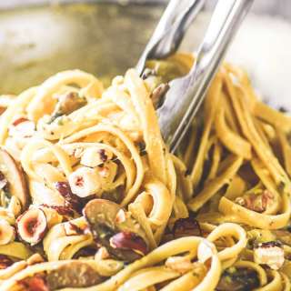 Mushroom Carbonara with Gruyere and Hazelnuts