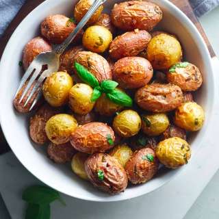 Crispy Roasted Potatoes with Parmesan and Basil