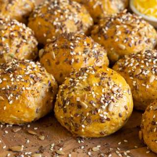 No-Knead Scandinavian Seeded Carrot Rolls