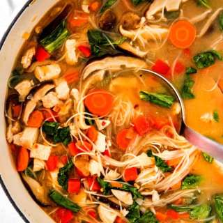 Miso Soup Recipe (with Chicken, Noodles, Shiitake Mushrooms)