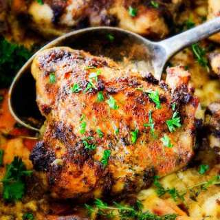 Baked Garlic Herb Chicken with Sweet Potatoes