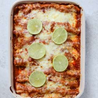 Spicy Beer Braised Lime Chicken Enchiladas
