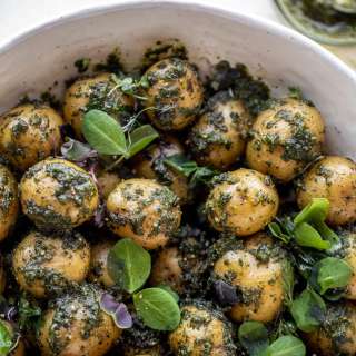 Carrot Top Pesto Potato Salad