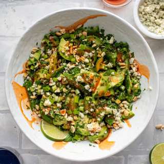 Smashed Buffalo Cucumber Salad with Avocado