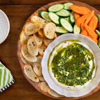 Lemony Yogurt Dip with Spicy Herb Oil