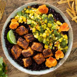 Mexican Broiled Salmon Bowls with Fresh Corn Mango Salsa