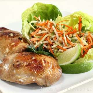 Vietnamese Sticky Chicken with Daikon and Carrot Slaw