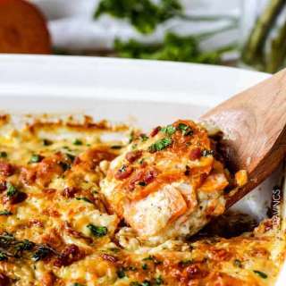 Herb Scalloped Sweet Potatoes and Bacon Au Gratin
