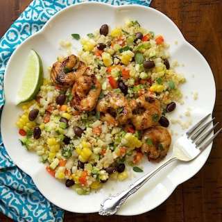 Chopped Mexican Quinoa Salad with Chili Lime Shrimp