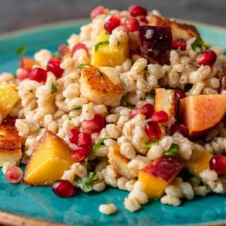 Peach and Barley Salad with Halloumi