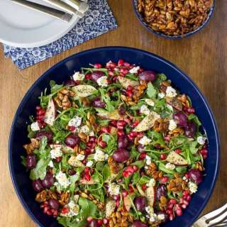 Arugula Roasted Grape Salad with Maple Poppyseed Dressing