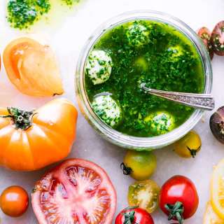 Marinated Mozzarella with Heirloom Tomatoes