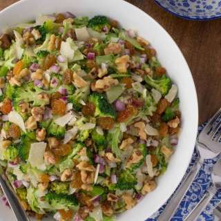 Shaved Broccoli Parmesan Salad with Lemon Mustard Dressing