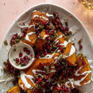 Roasted Kabocha Squash with Pomegranate Pepita Relish