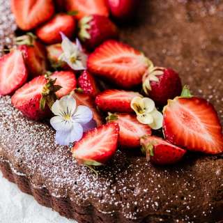 Mexican Chocolate Cake with Berries (gluten free, or not)