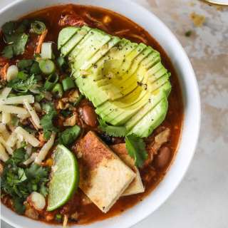 Chicken Taco Soup with Cheese Quesadillas