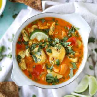Golden Coconut Chicken Soup with Spiced Pitas