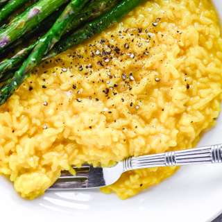 Saffron Risotto with Roasted Asparagus