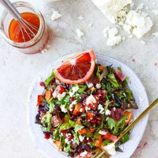 Winter Chopped Salad with Roasted Sweet Potato and Blood Orange Vinaigrette