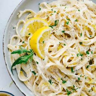 Lemon Garlic Cream Fettuccini