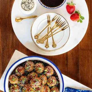 Strawberry Balsamic Asian Glazed Chicken Meatballs