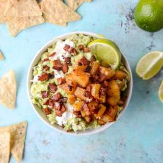 Caramelized Pineapple, Bacon and Goat Cheese Guacamole