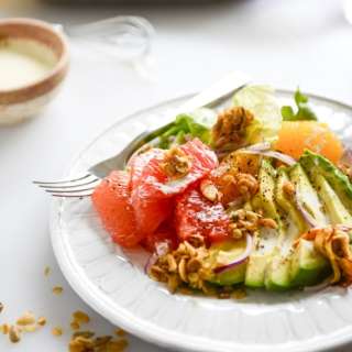 Avocado Citrus Crunch Salad with Oat Croutons and Buttermilk Drizzle